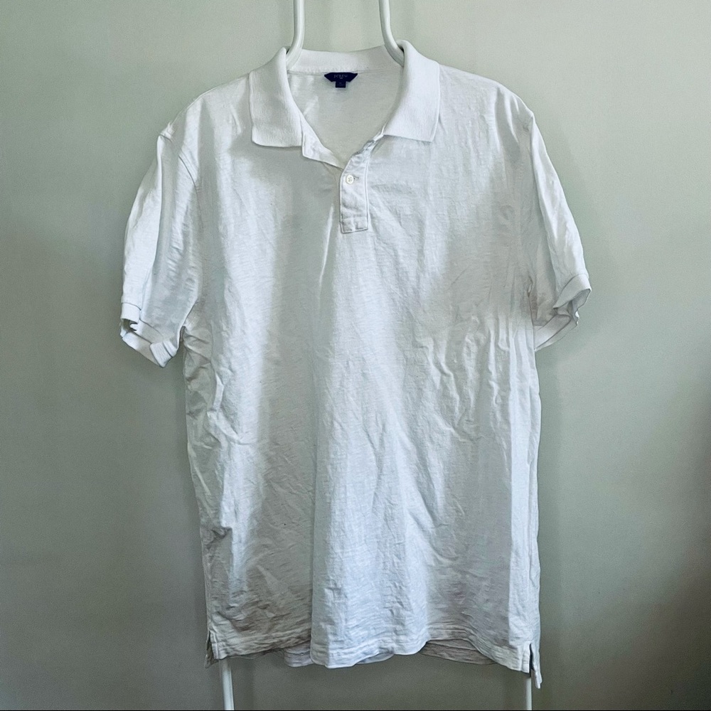 JCrew White Slub Cotton Polo